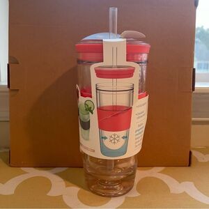 HOST Tumbler Freeze Cooling Cup, Brand new, 16 oz, old & straw, muted red color